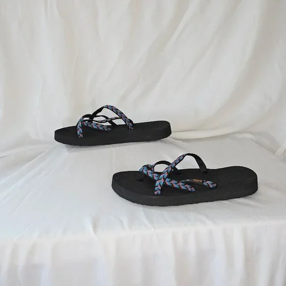 TEVA Women's Olowahu Sandal Slip-On Retro Geometric Multi Colored Size 7 - Picture 3 of 14